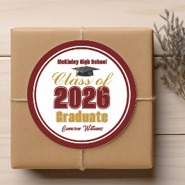 Adesivo Festa de Graduação Marrom Dourado Turma de 2026