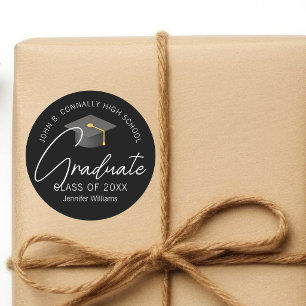 Adesivo Festa de Graduação Personalizada Preta Elegante