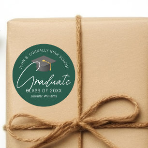 Adesivo Festa de Graduação Personalizada Verde Escuro Grad