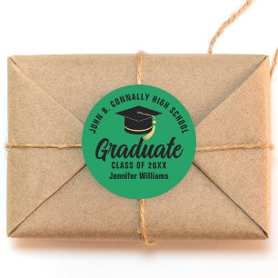 Adesivo Festa de Graduação Personalizada Verde Preta Gradu