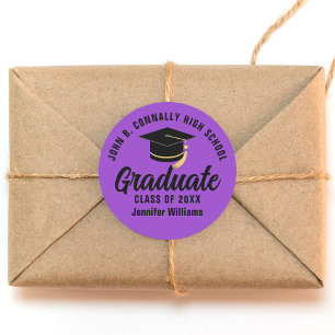 Adesivo Festa de Graduação Preta Roxa Personalizada