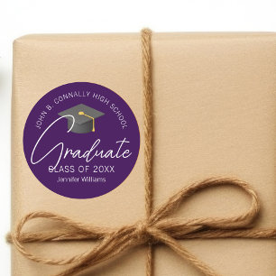 Adesivo Festa de Graduação Roxo Escuro Personalizada
