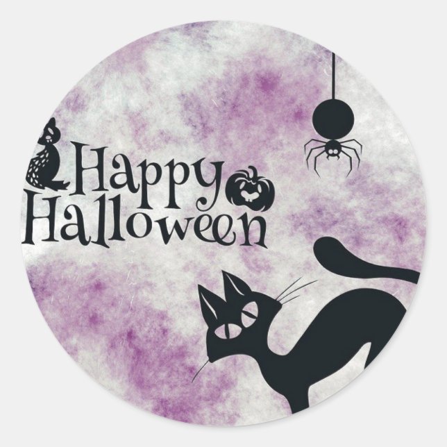 Adesivo Festa de Halloween Black Cat Mau Pumpkins Coruja A (Frente)