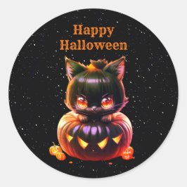 Adesivo Festa de Halloween Black Cat Pumpkin Horror Assust