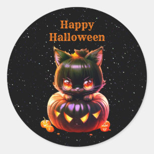 Adesivo Festa de Halloween Black Cat Pumpkin Horror Assust