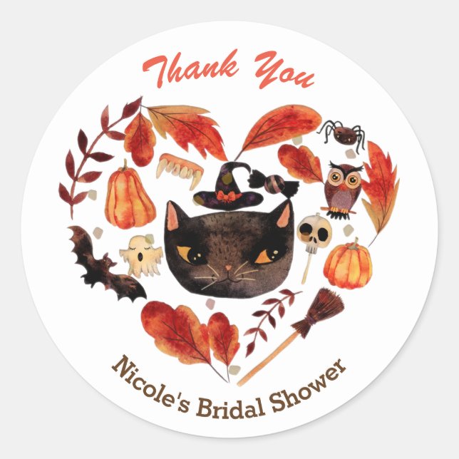 Adesivo Festa de Halloween Black Cat Watercolor (Frente)