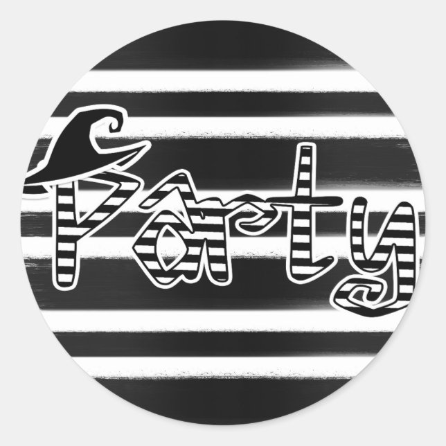 Adesivo Festa de Halloween da Bruxa Preto e Branco (Frente)