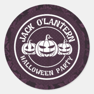 Adesivo Festa de Halloween do Jack O'Lantern Roxo Escuro