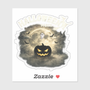 Adesivo Festa de Halloween Lua Abóbora Fantasma Vintage Ha