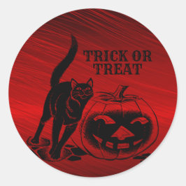 Adesivo Festa de Halloween Mau Black Cat Pumpkin Red Scary