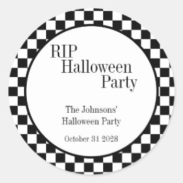 Adesivo Festa de Halloween RIP Xadrez Preto e Branco