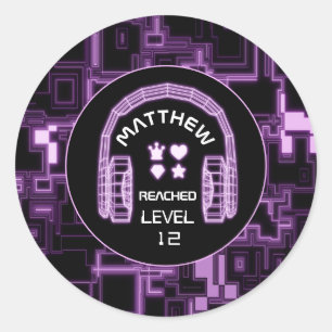 Adesivo Festa de headsets de videogame com brilho roxo