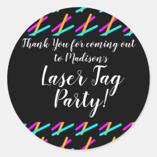 Adesivo Festa de Laser Tag Rosa Azul Turquesa para Anivers