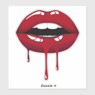 Adesivo Festa de Luxo Dourada Glam Batom Vermelho Gotejand