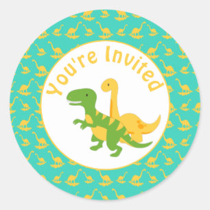 Adesivo Festa de Meninos Dinossauros Bonitos Convidar