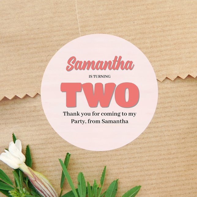 Adesivo Festa de Namorada Rosa, Floral (Pink second birthday party custom favor stickers. )