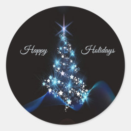 Adesivo Festa de Natal Árvore Azul Brilhante Preto Elegant