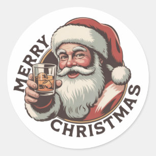 Adesivo Festa de Natal Bebendo Bourbon Amante de Whisky 