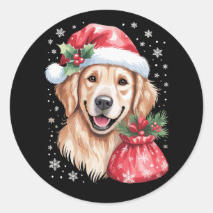 Adesivo Festa de Natal com Luzes de Natal do Cão Retriever