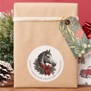 Adesivo Festa de Natal de Cavalo de Equitação Festa Vintag