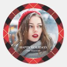 Festa de Natal Dourada rustic Red Xadrez Faux