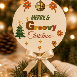 Adesivo Festa de Natal Groovy dos Anos 70