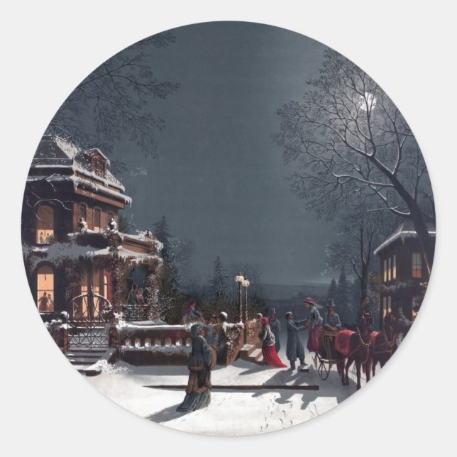 Adesivo Festa de Natal Vitoriana, Carruagem de inverno (Frente)