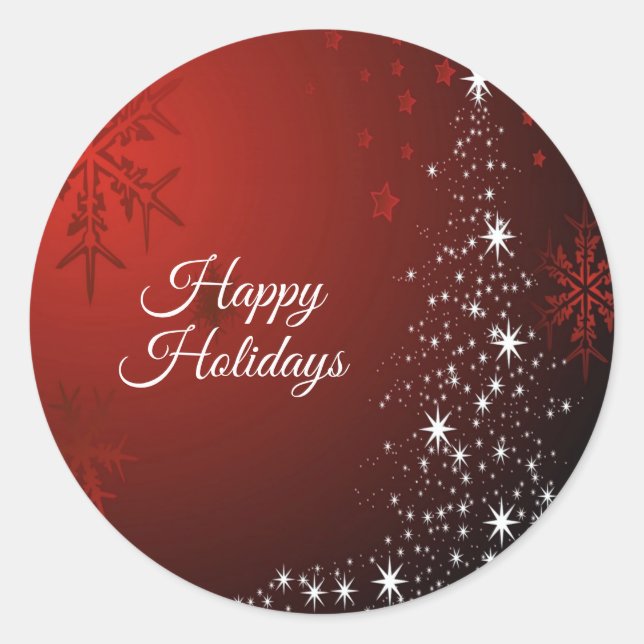 Adesivo Festa de Natal White Stars Tree Red Snowflakes (Frente)