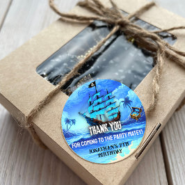 Adesivo Festa de Nave Pirata de Luz Azul Magnética Obrigad