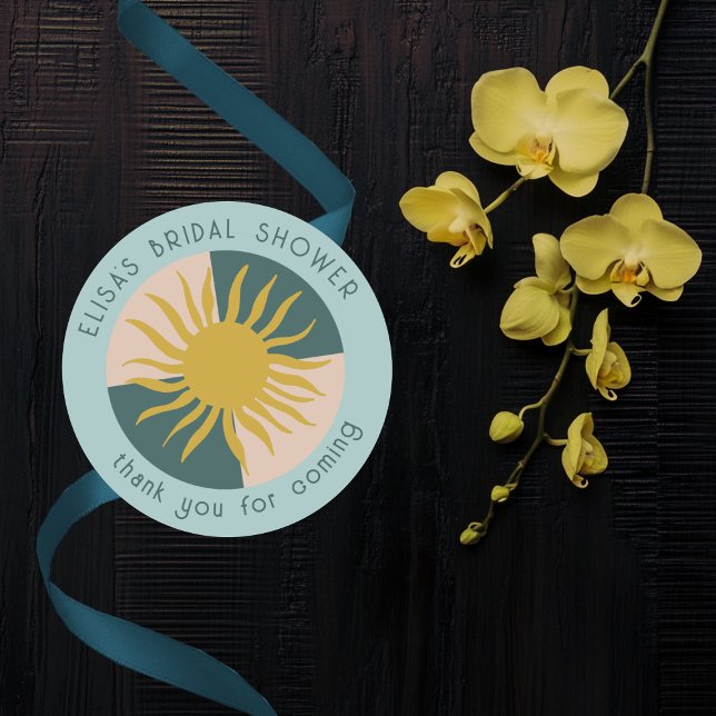 Adesivo Festa de Noiva à Beira-Mar Sofisticado Fofo PERSON (Seaside Soiree Bridal Shower Modern Cute CUSTOM Classic Round Sticker
)