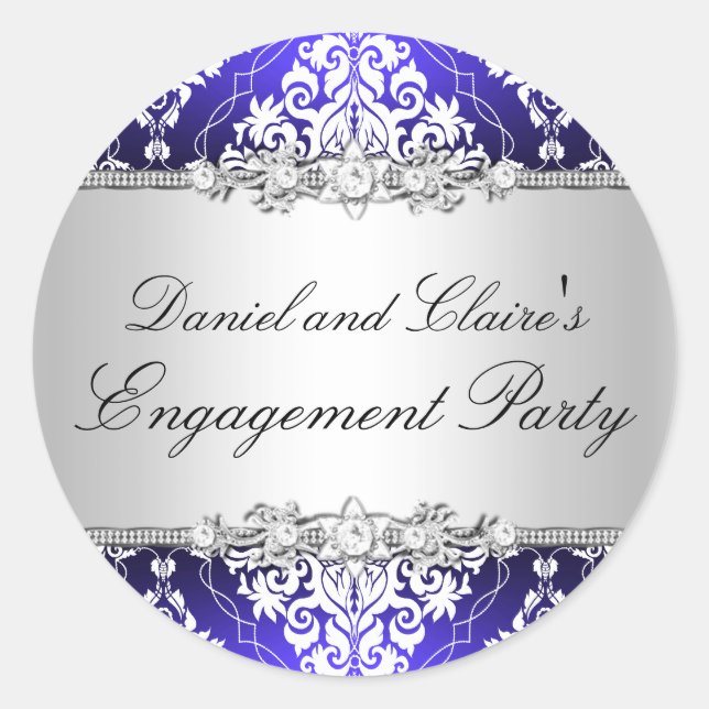 Adesivo Festa de noivado Elegante Azul (Frente)