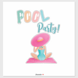 Adesivo Festa de Piscina de Verão Divertida Aquarela 16