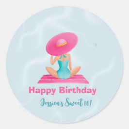 Adesivo Festa de Piscina de Verão Divertida Aquarela 16