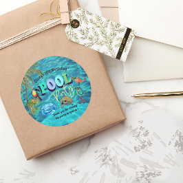 Adesivo Festa de Piscina de Verão Obrigado Aniversário