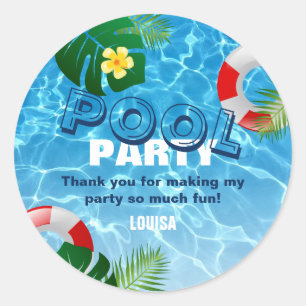 Adesivo Festa de Piscina Legal Obrigado Aniversário