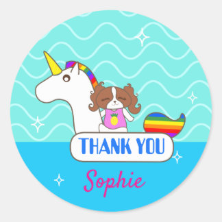 Adesivo Festa de Piscina Sophie Dog Obrigado Stickers