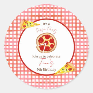 Adesivo Festa de Pizza Aniversário de Qualquer Idade