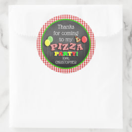 Adesivo Festa de Pizza de Aniversário Obrigado
