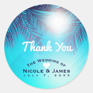 Adesivo Festa de Praia Azul Árvores Palmeiras de Sol Festa