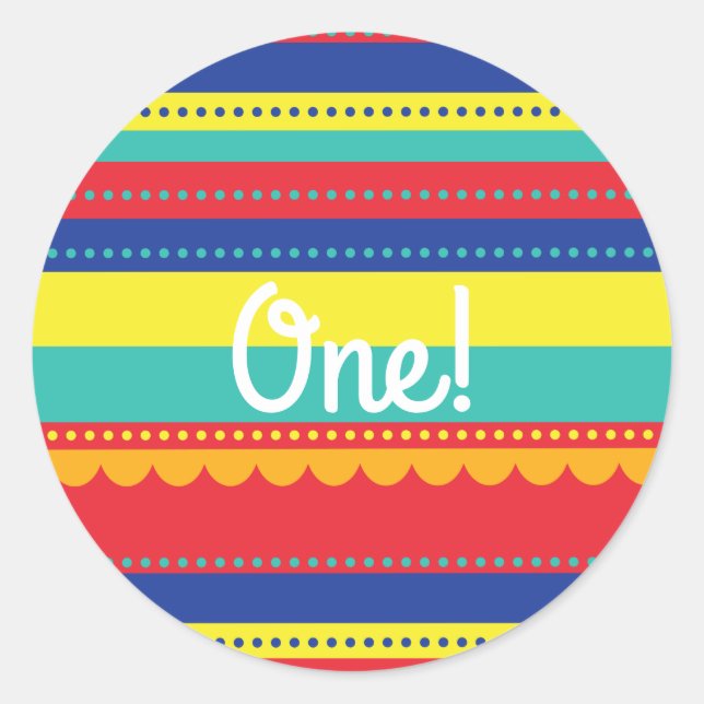 Adesivo Festa de primeiro aniversario Colorida Cólito de B (Frente)