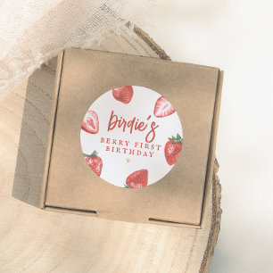 Adesivo Festa de Primeiro Aniversário da Menina Morango Be
