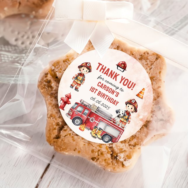 Adesivo Festa de primeiro aniversario de Bombeiros de Cami (Criador carregado)