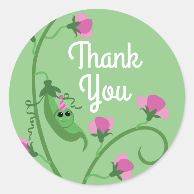 Adesivo Festa de primeiro aniversario de Ervilha doce (Frente)