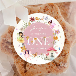 Adesivo Festa de primeiro aniversario de Fada de Flor Selv