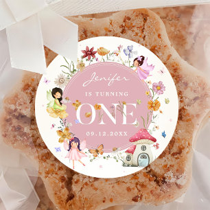 Adesivo Festa de primeiro aniversario de Fada de Flor Selv