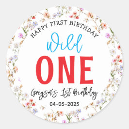 Adesivo Festa de primeiro aniversario de Flores Selvagens