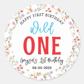 Adesivo Festa de primeiro aniversario de Flores Selvagens