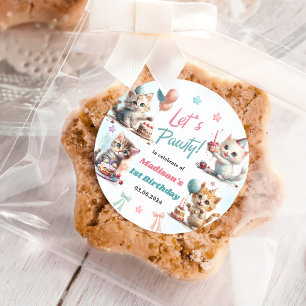 Adesivo Festa de primeiro aniversario de Gato Gatinho