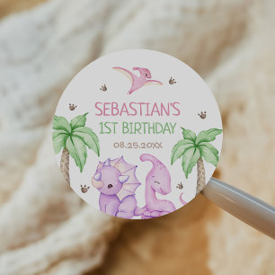 Adesivo Festa de primeiro aniversario de Menina Um A-Sauru