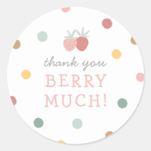 Adesivo Festa de primeiro aniversario de Morango Muito Obr